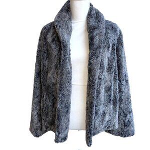 Isda & Co. Faux Fur Jacket Womens Medium M Lined Pockets Single Button Gray